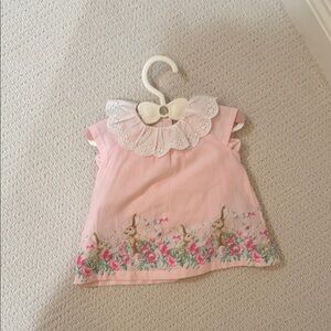 Pink Kids Top with Floral and Bunny Design